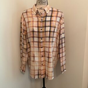 Franklin Flannels Vintage Bleach Splattered Button Down (Yellow & Burgun…